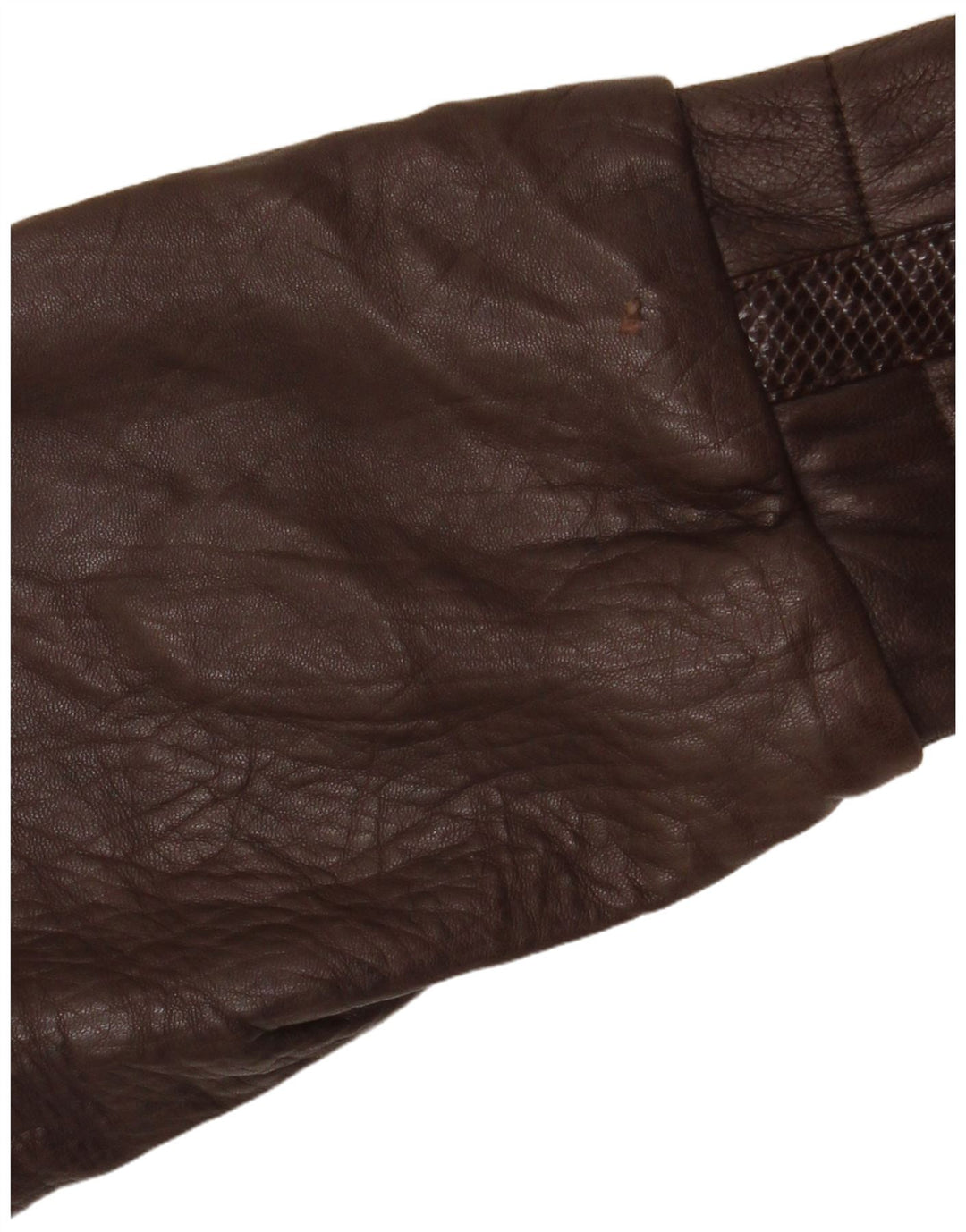 VINTAGE Womens Leather Jacket UK 14 Medium Brown Argyle/Diamond Leather