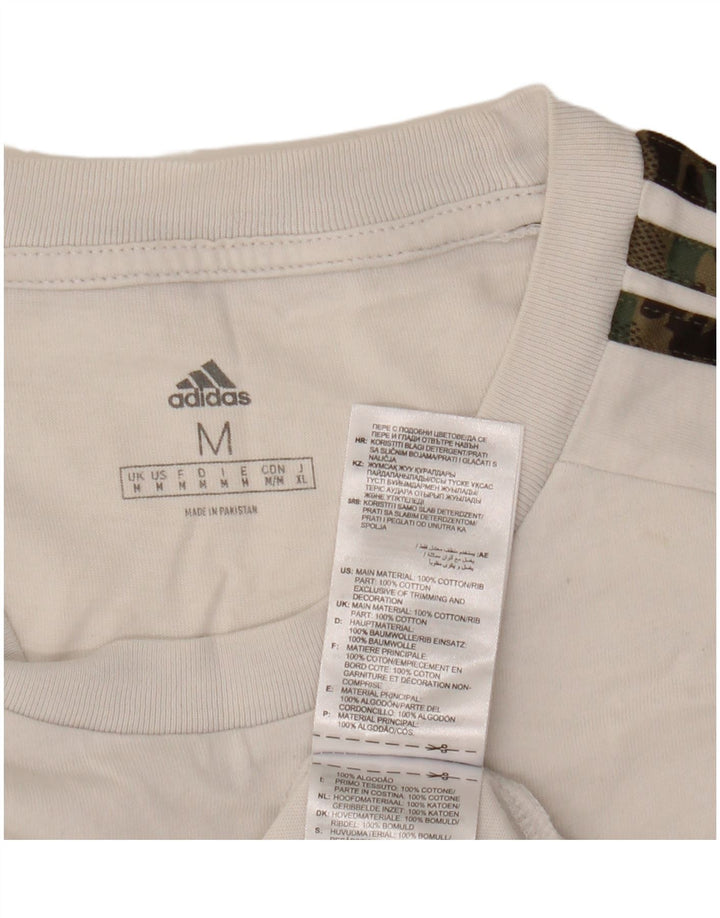 Adidas Mens T-Shirt Top Medium White Cotton