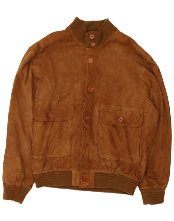 Vintage Mens Suede Bomber Jacket IT 52 XL Brown Leather