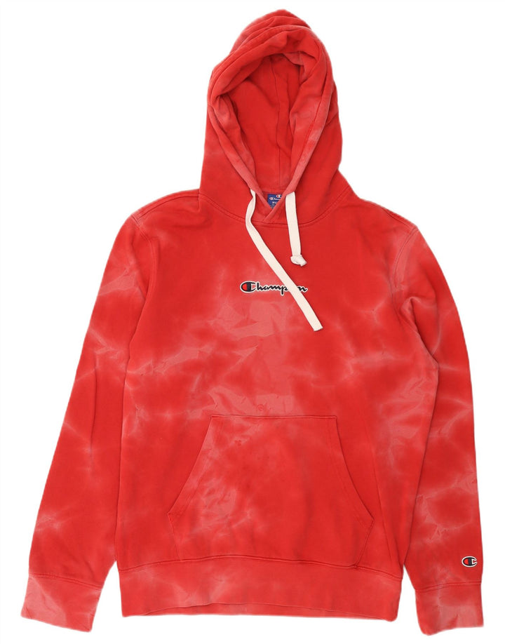 Champion Mens Graphic Hoodie Jumper Medium Red Tie Dye