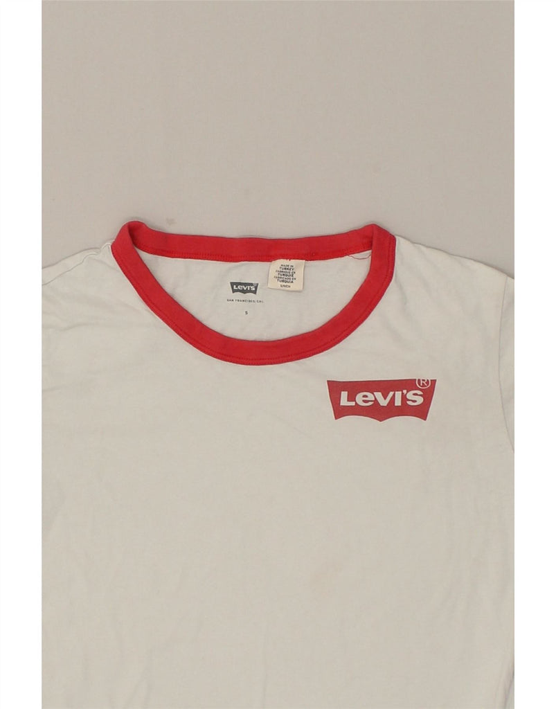 LEVI'S Womens Graphic T-Shirt Top UK 10 Small White Cotton Vintage Levi's and Second-Hand Levi's from Messina Hembry 