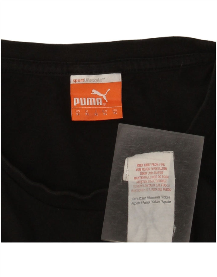 Puma Mens Graphic T-Shirt Top XL Black Cotton