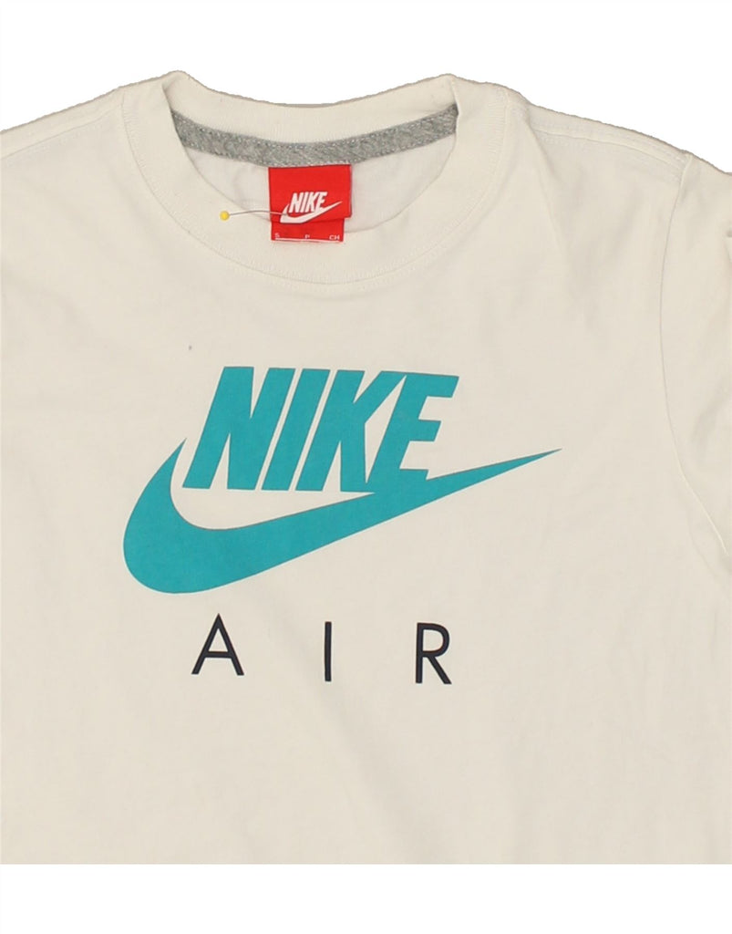 NIKE Boys Graphic T-Shirt Top 8-9 Years Small Off White Cotton | Vintage Nike | Thrift | Second-Hand Nike | Used Clothing | Messina Hembry 