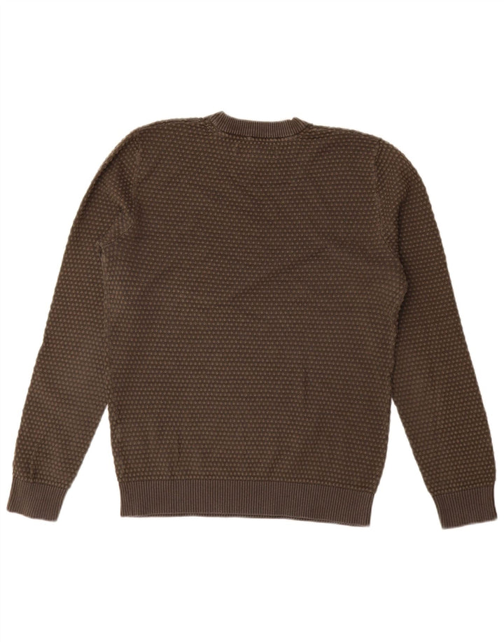 JACK & JONES Mens Crew Neck Jumper Sweater XS Khaki Spotted Cotton