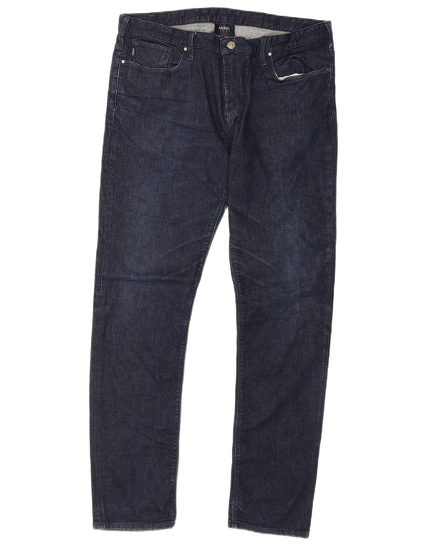Armani Mens Slim Jeans W36 L34 Navy Blue Cotton