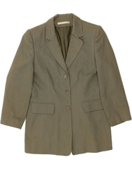 CLASSICS Womens Longline 3 Button Blazer Jacket UK 14 Medium Khaki