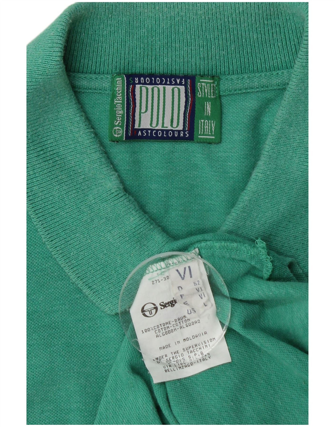 Sergio Tacchini Mens Polo Shirt Large Green Cotton