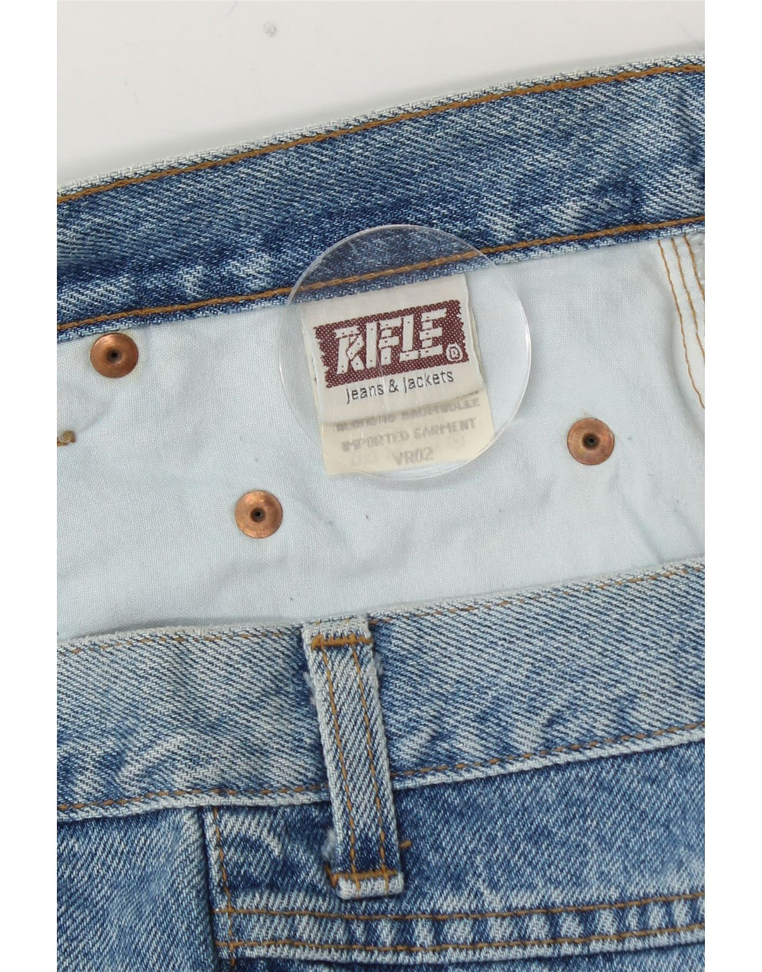 RIFLE Mens Cropped Loose Jeans W36 L26 Blue Cotton