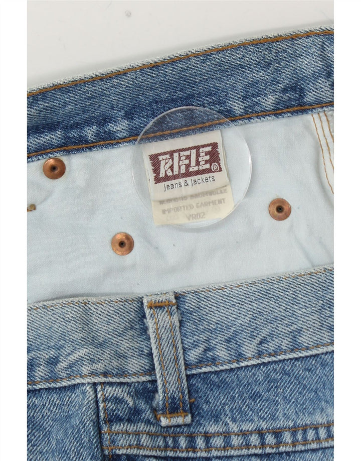 RIFLE Mens Cropped Loose Jeans W36 L26 Blue Cotton