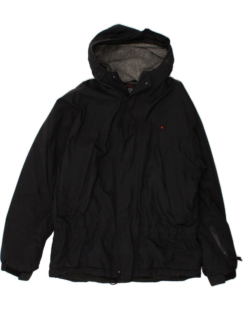 CANADIAN Mens Hooded Rain Jacket UK 38 Medium Black Nylon | Vintage Canadian | Thrift | Second-Hand Canadian | Used Clothing | Messina Hembry 