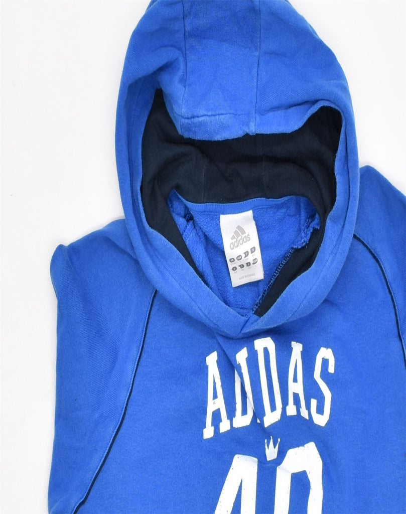 ADIDAS Boys Graphic Hoodie Jumper 13-14 Years Blue Cotton | Vintage | Thrift | Second-Hand | Used Clothing | Messina Hembry 