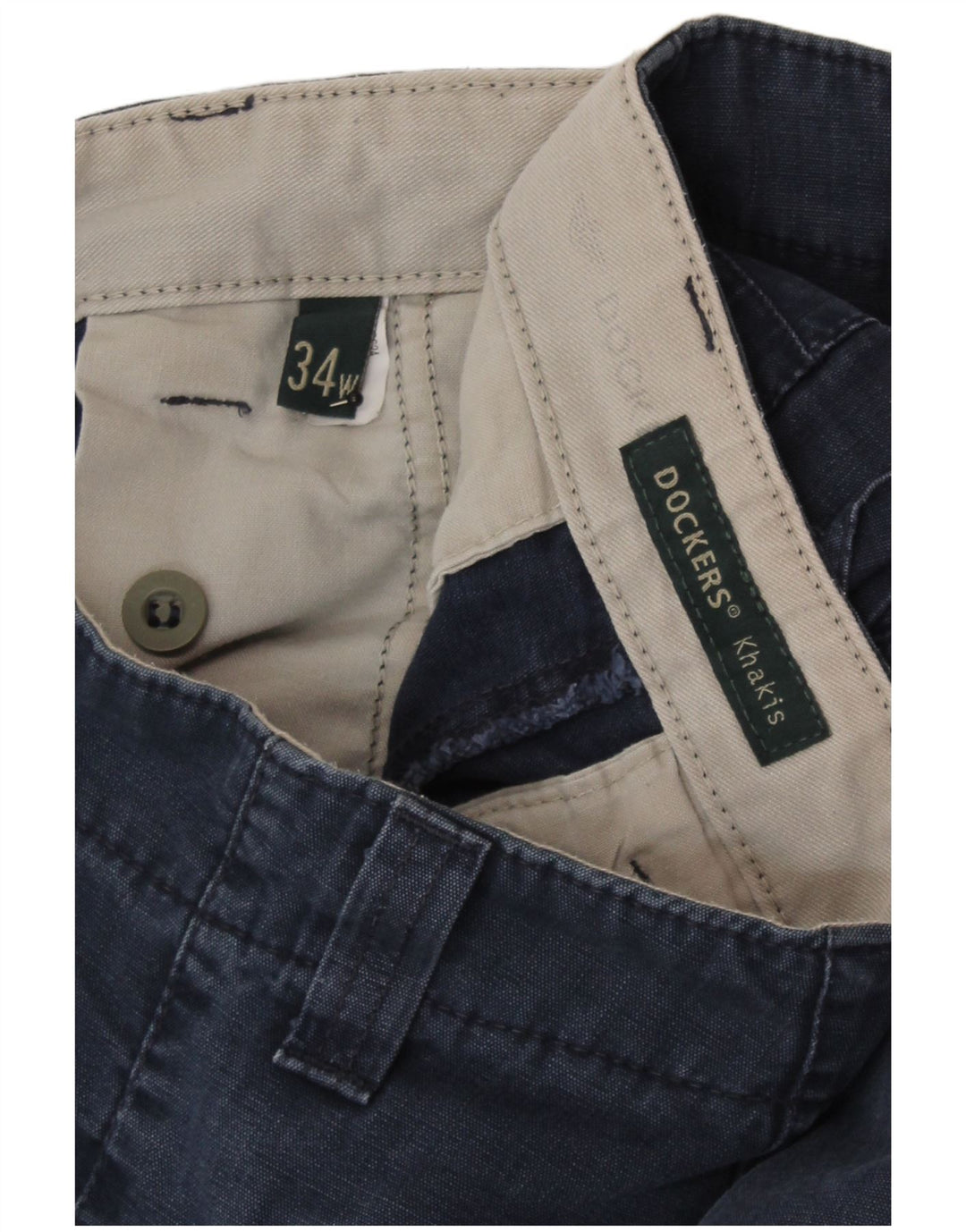Dockers Mens Khakis Cargo Shorts W34 Large Navy Blue Cotton
