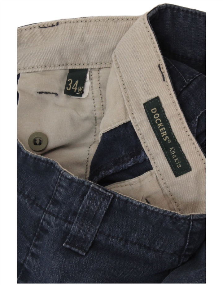 Dockers Mens Khakis Cargo Shorts W34 Large Navy Blue Cotton