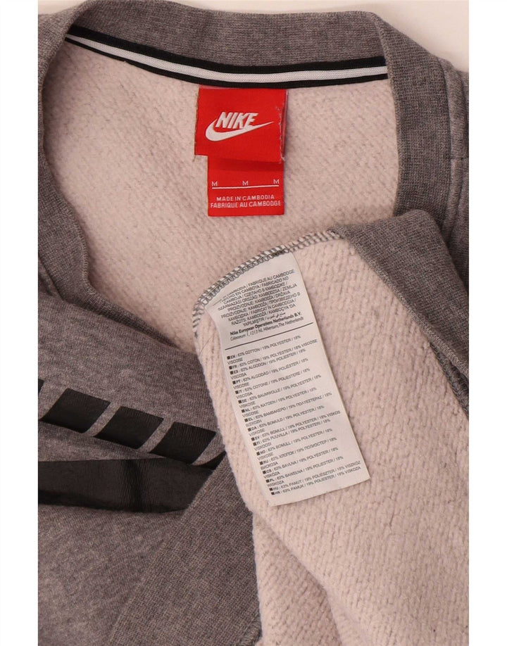 Nike Womens Graphic Sweatshirt Jumper UK 14 Medium Grey Flecked Cotton