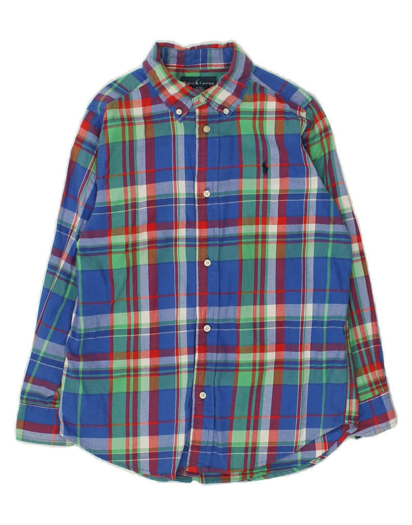 RALPH LAUREN Boys Shirt 6-7 Years Blue Check Cotton | Vintage Ralph Lauren | Thrift | Second-Hand Ralph Lauren | Used Clothing | Messina Hembry 