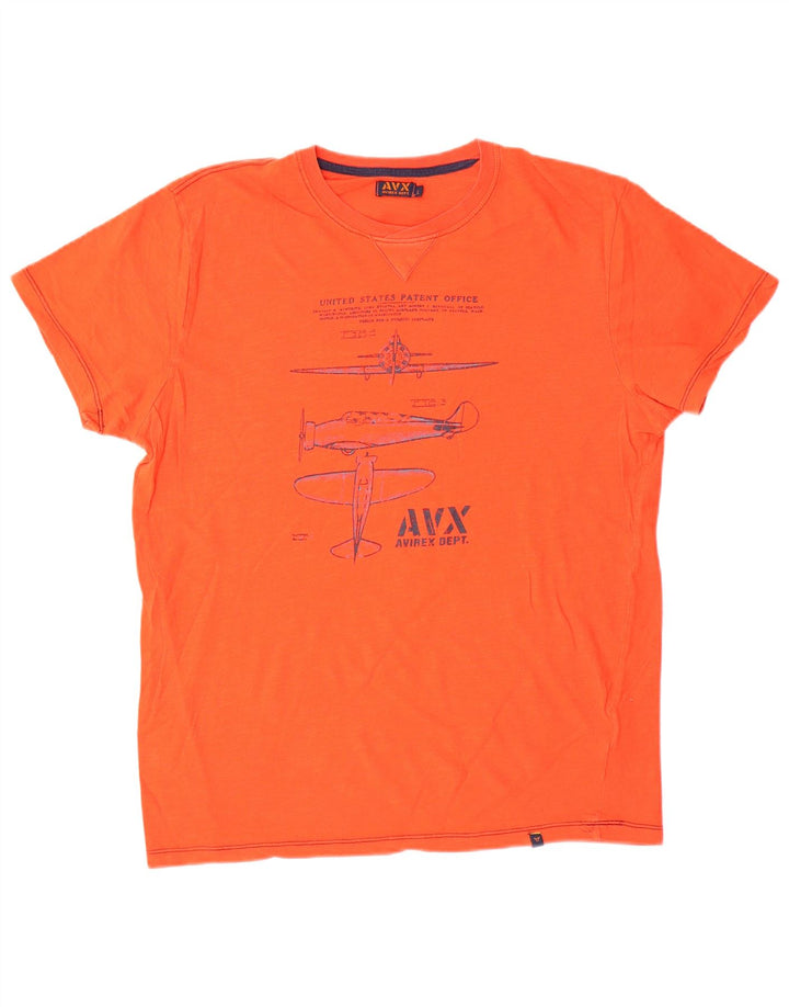 Avirex Mens Graphic T-Shirt Top Large Orange