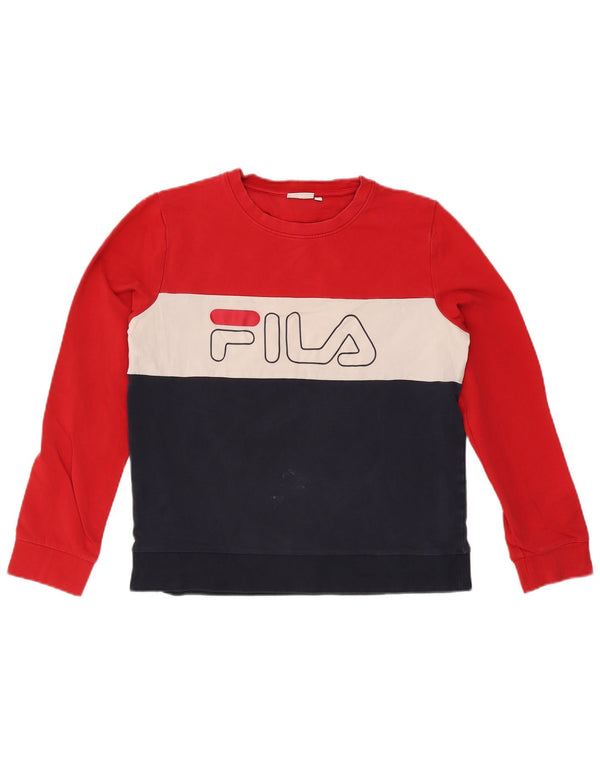 Fila Womens Graphic Sweatshirt Jumper UK 16 Large Multicoloured Colourblock