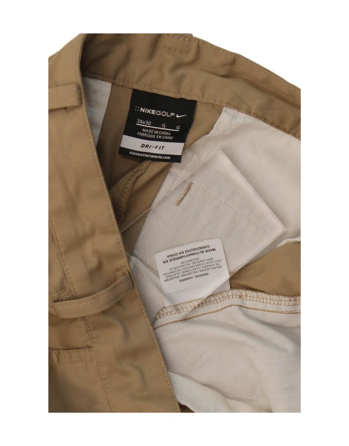 NIKE Mens Dri Fit Straight Chino Trousers W34 L30 Beige Polyester