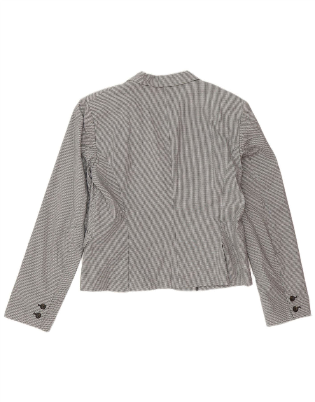 Stefanel Womens 3 Button Blazer Jacket IT 48 XL Grey Check Cotton