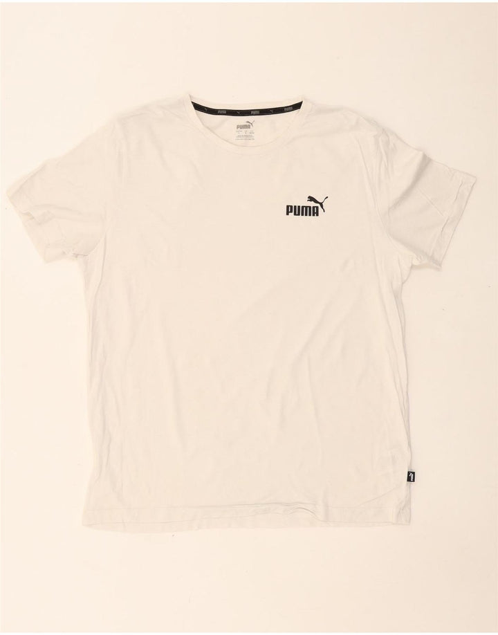 PUMA Mens T-Shirt Top Large White Cotton