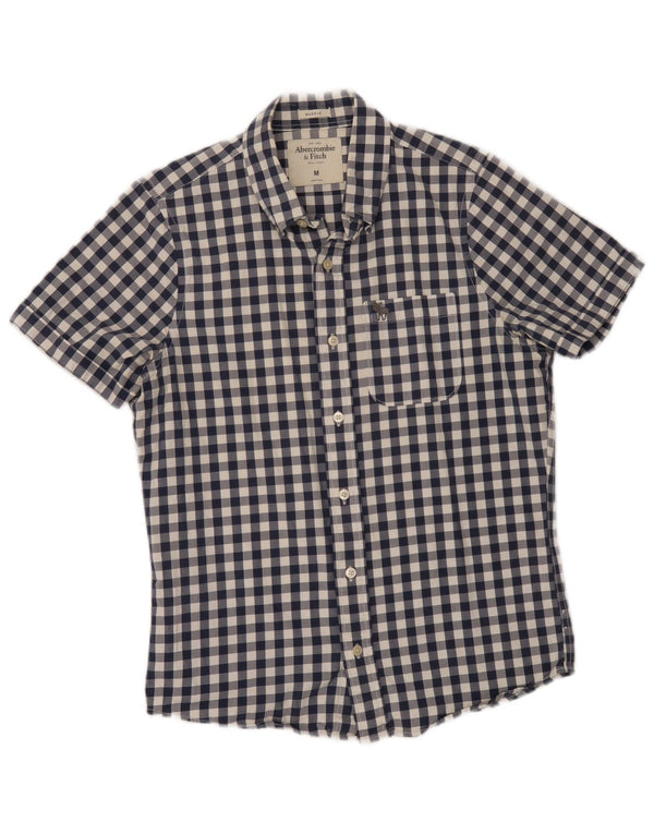 Abercrombie & Fitch Mens Muscle Short Sleeve Shirt Medium Navy Blue Gingham