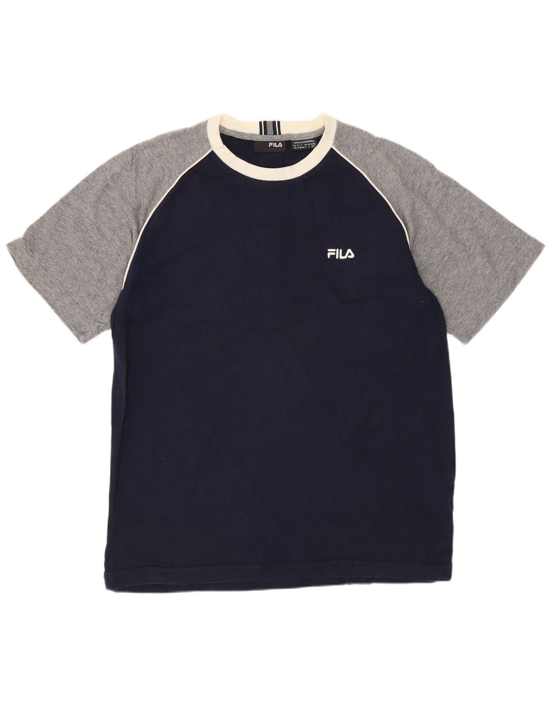 Fila Mens T-Shirt Top Small Navy Blue Colourblock Cotton