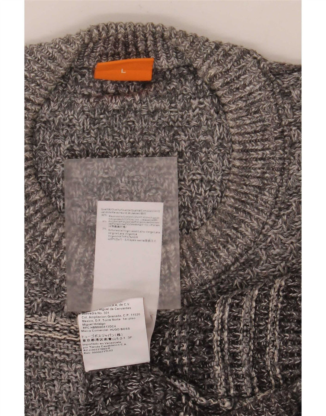 Hugo Boss Mens Crew Neck Jumper Sweater Large Grey Cotton