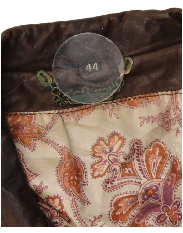 Vintage Womens Oversized Leather Jacket EU 44 XL Brown Leather