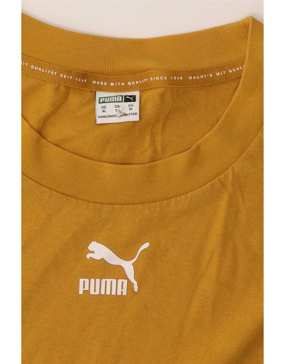 Puma Mens Oversized Graphic T-Shirt Top XL Yellow Cotton