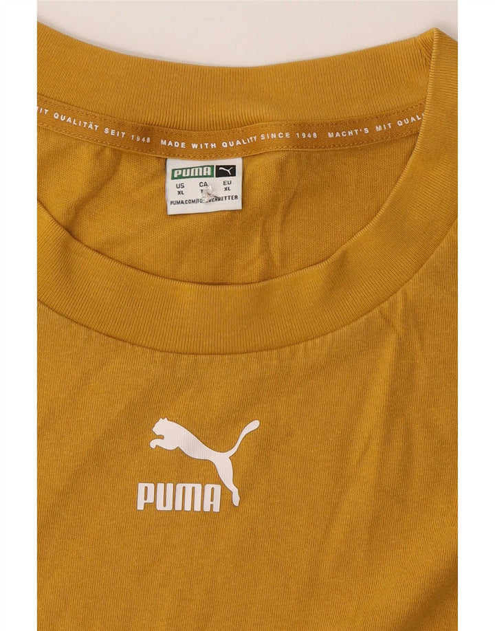 Puma Mens Oversized Graphic T-Shirt Top XL Yellow Cotton