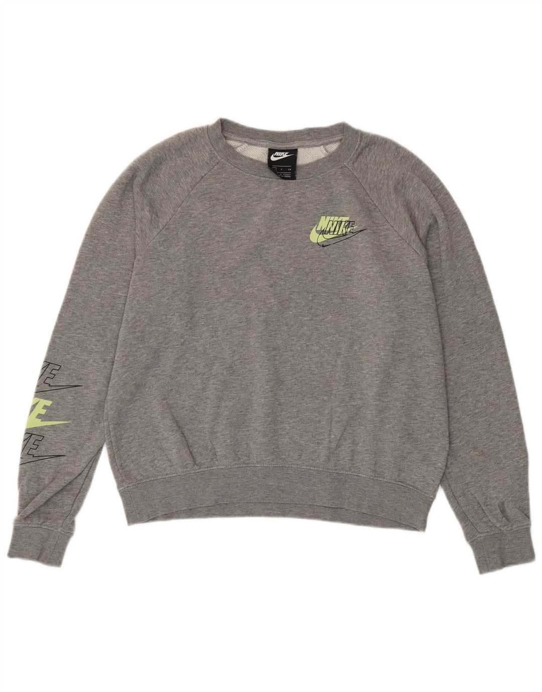 Nike Womens Oversized Crop Sweatshirt Jumper UK 10 Small Grey Flecked