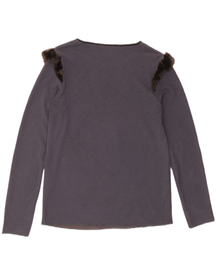 Zara Womens Top Long Sleeve UK 10 Small Grey Polyester
