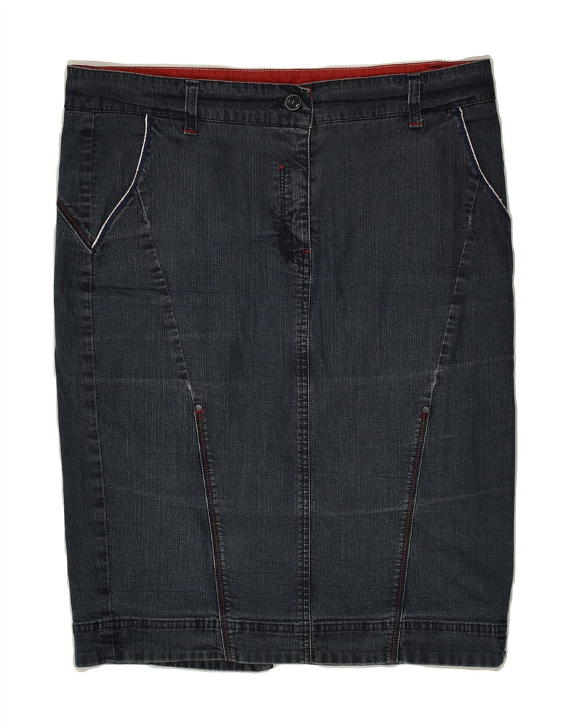 TRUSSARDI Womens Denim Skirt IT 48 XL W34 Navy Blue Cotton | Vintage Trussardi | Thrift | Second-Hand Trussardi | Used Clothing | Messina Hembry 