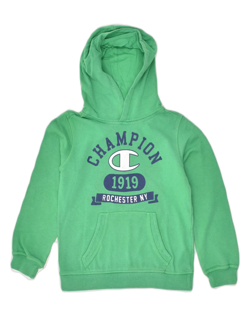 CHAMPION Boys Graphic Hoodie Jumper 7-8 Years Small  Green Cotton | Vintage Champion | Thrift | Second-Hand Champion | Used Clothing | Messina Hembry 