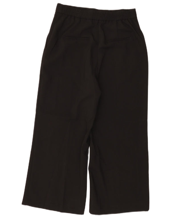 Zara Womens High Waist Wide Leg Cropped Trousers Large W30 L24 Black