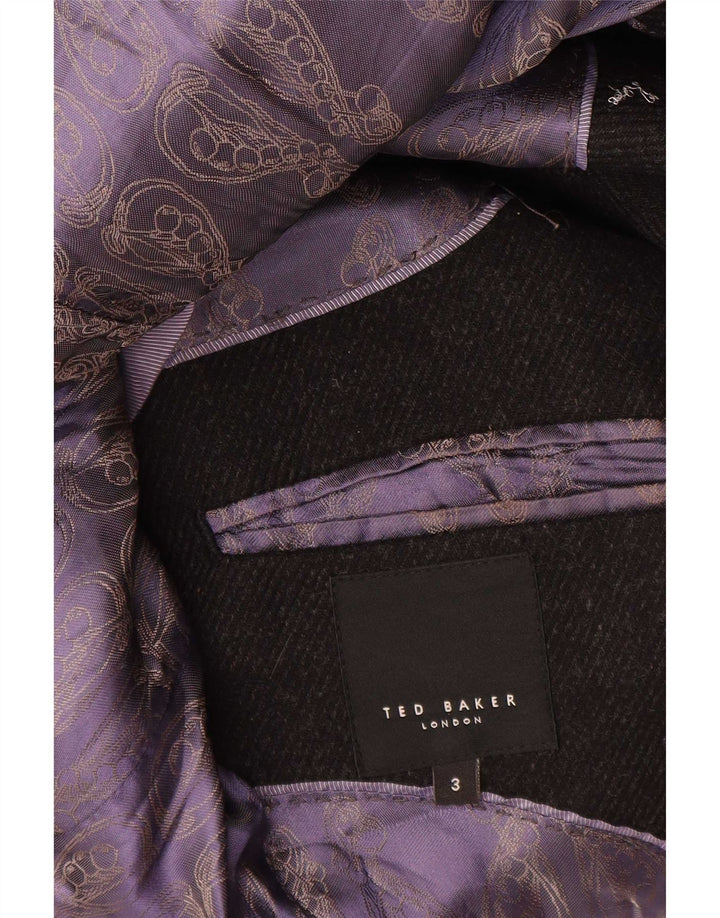 Ted Baker Mens Overcoat Size 3 Medium Black Wool Classic