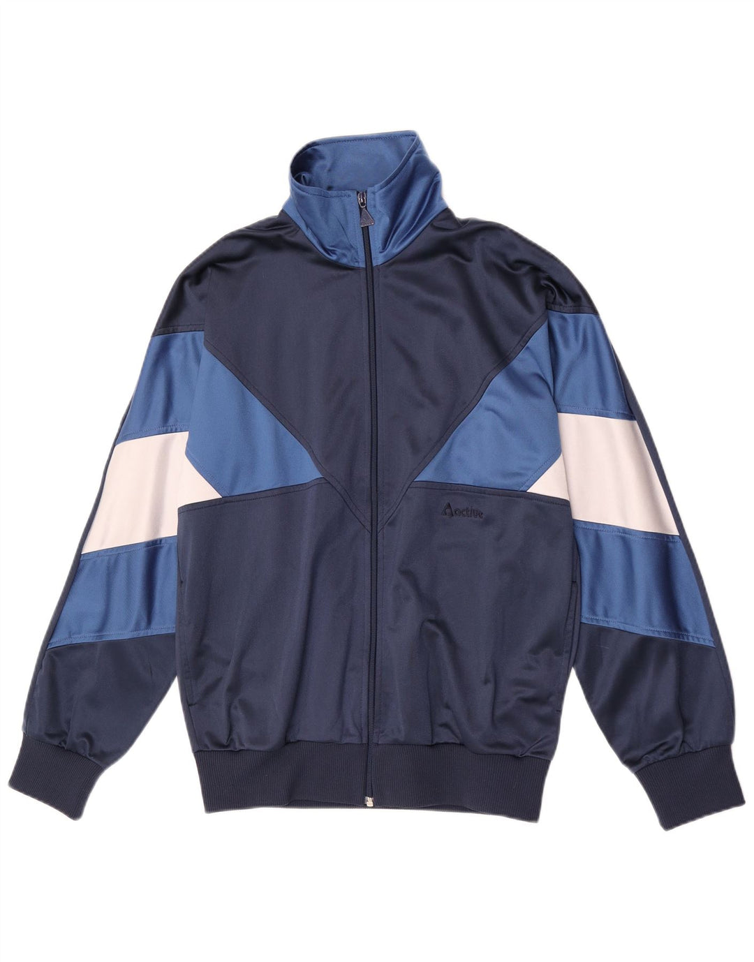 Active Mens Tracksuit Top Jacket Medium Navy Blue Colourblock