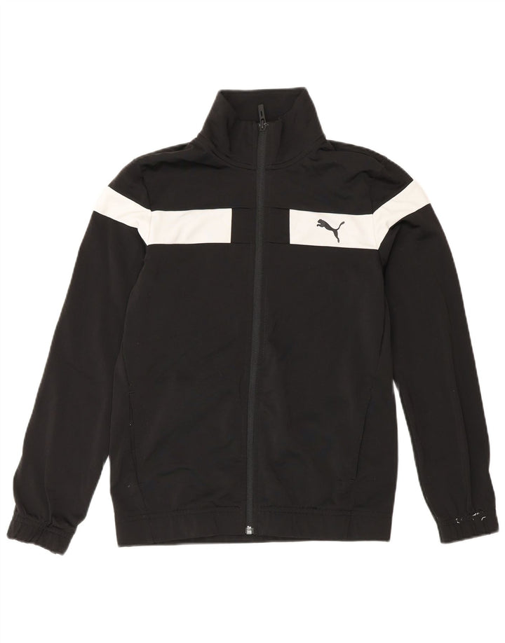Puma Boys Tracksuit Top Jacket 11-12 Years Black Colourblock Polyester