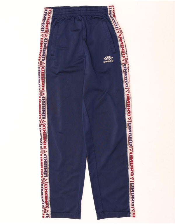 Umbro Mens Graphic Tracksuit Trousers Small Navy Blue Colourblock Polyester
