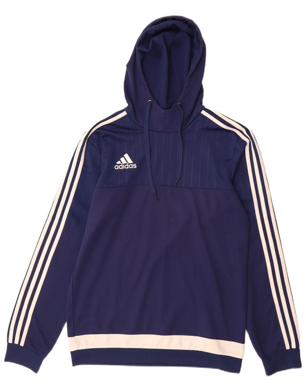 Adidas Mens Hoodie Jumper Small Navy Blue Colourblock Polyester