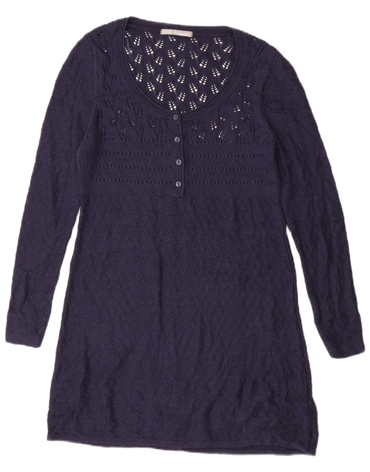 MARKS & SPENCER Womens Long Sleeve Jumper Dress UK 12 Medium Navy Blue