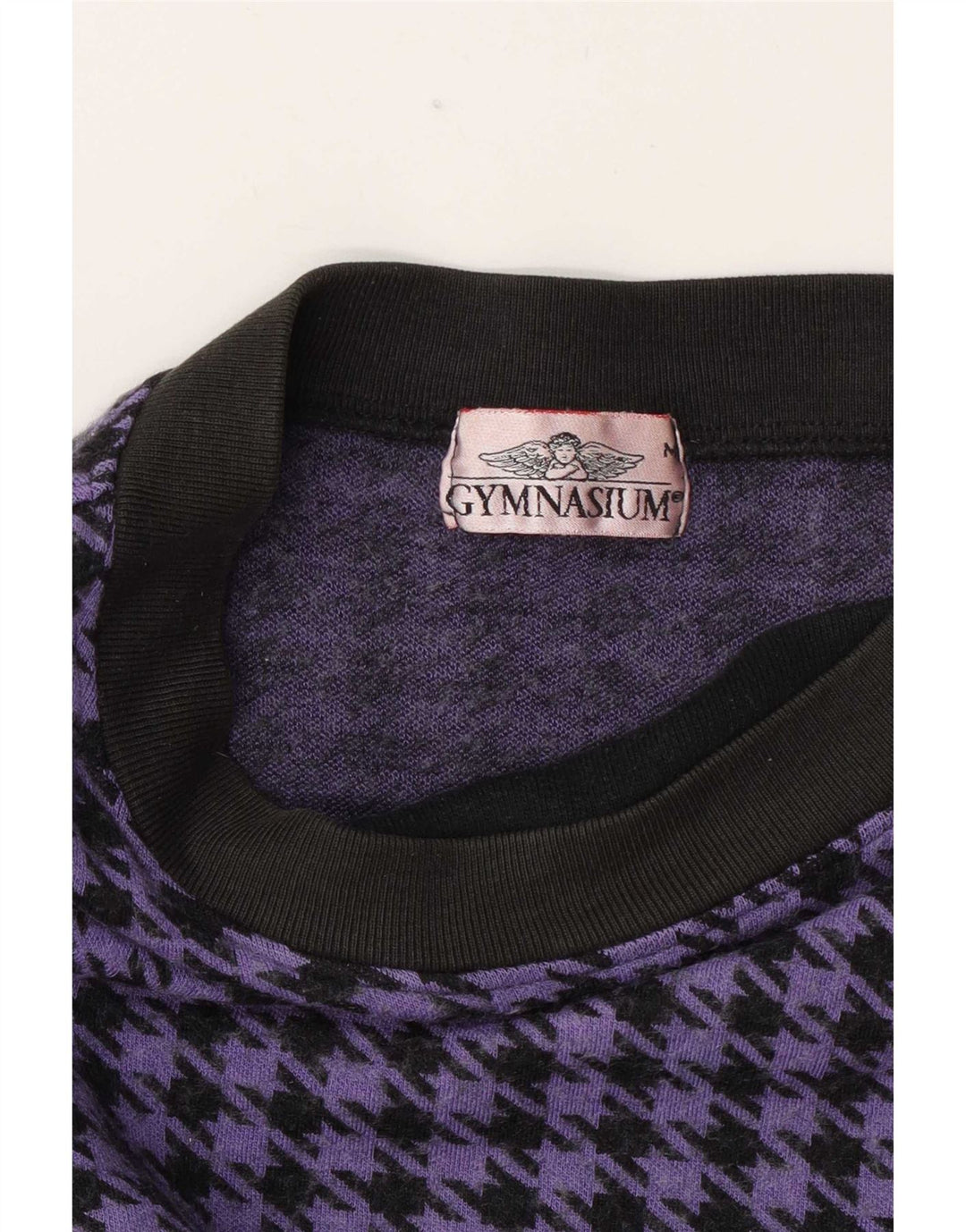 Gymnasium Womens Top Long Sleeve UK 14 Medium Purple Houndstooth
