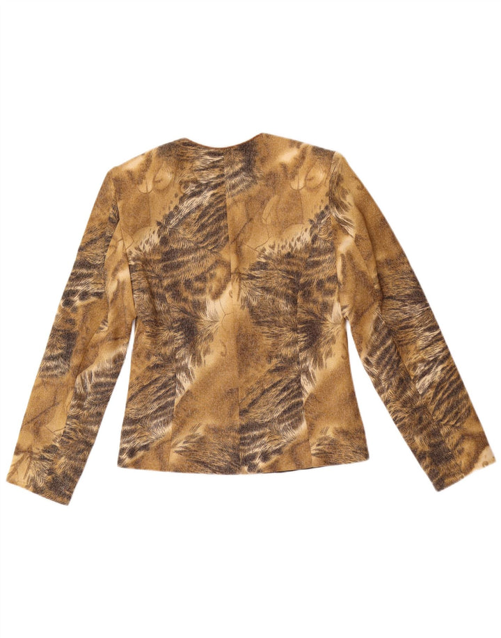 Vintage Womens 3 Button Blazer Jacket IT 42 Medium Brown Animal Print
