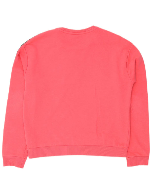 Fila Womens Graphic Sweatshirt Jumper UK 14 Medium Pink Colourblock Cotton
