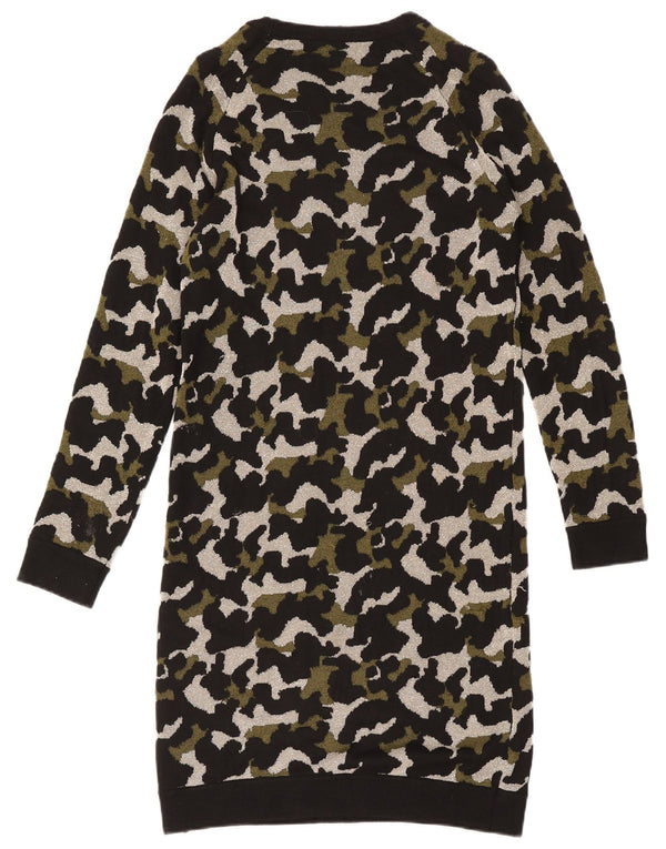 Liu Jo Womens Long Sleeve Jumper Dress UK 10 Small Black Camouflage Viscose