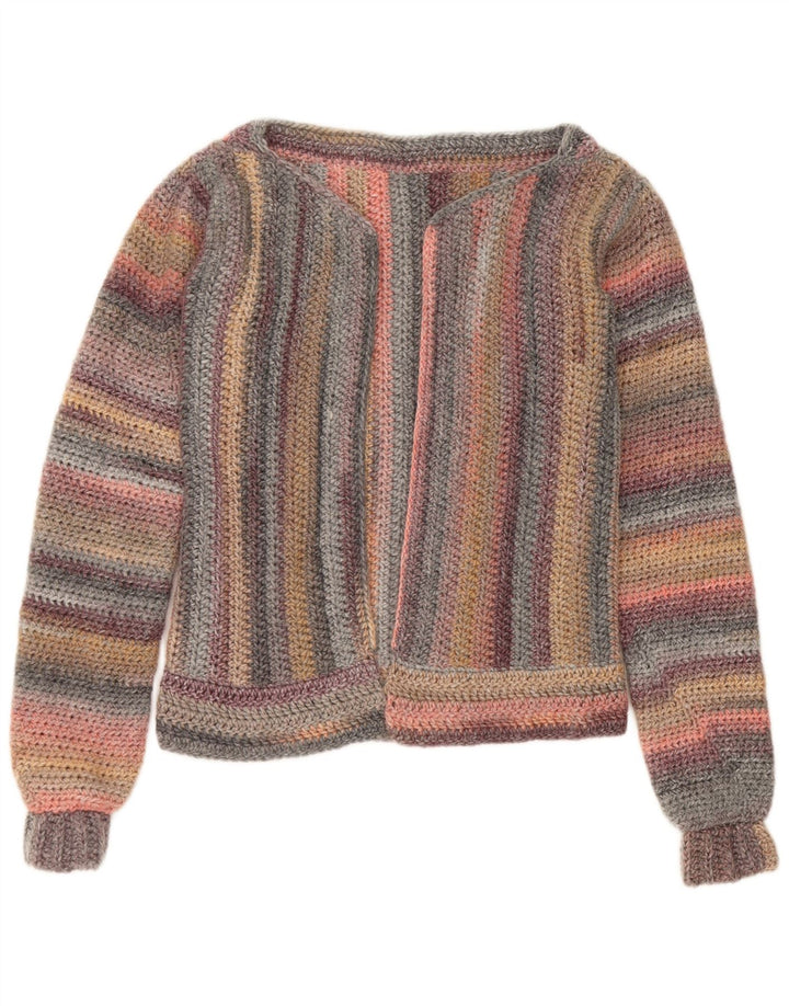 Vintage Womens Open Cardigan Sweater UK 14 Medium Multicoloured Striped
