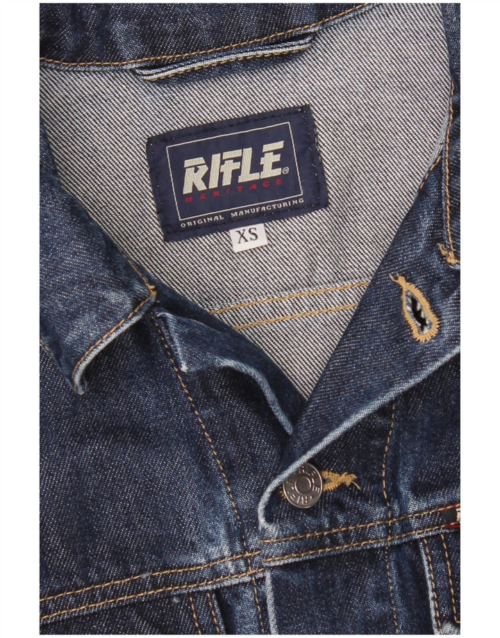 Rifle Womens Crop Denim Jacket UK 6 XS Blue Cotton