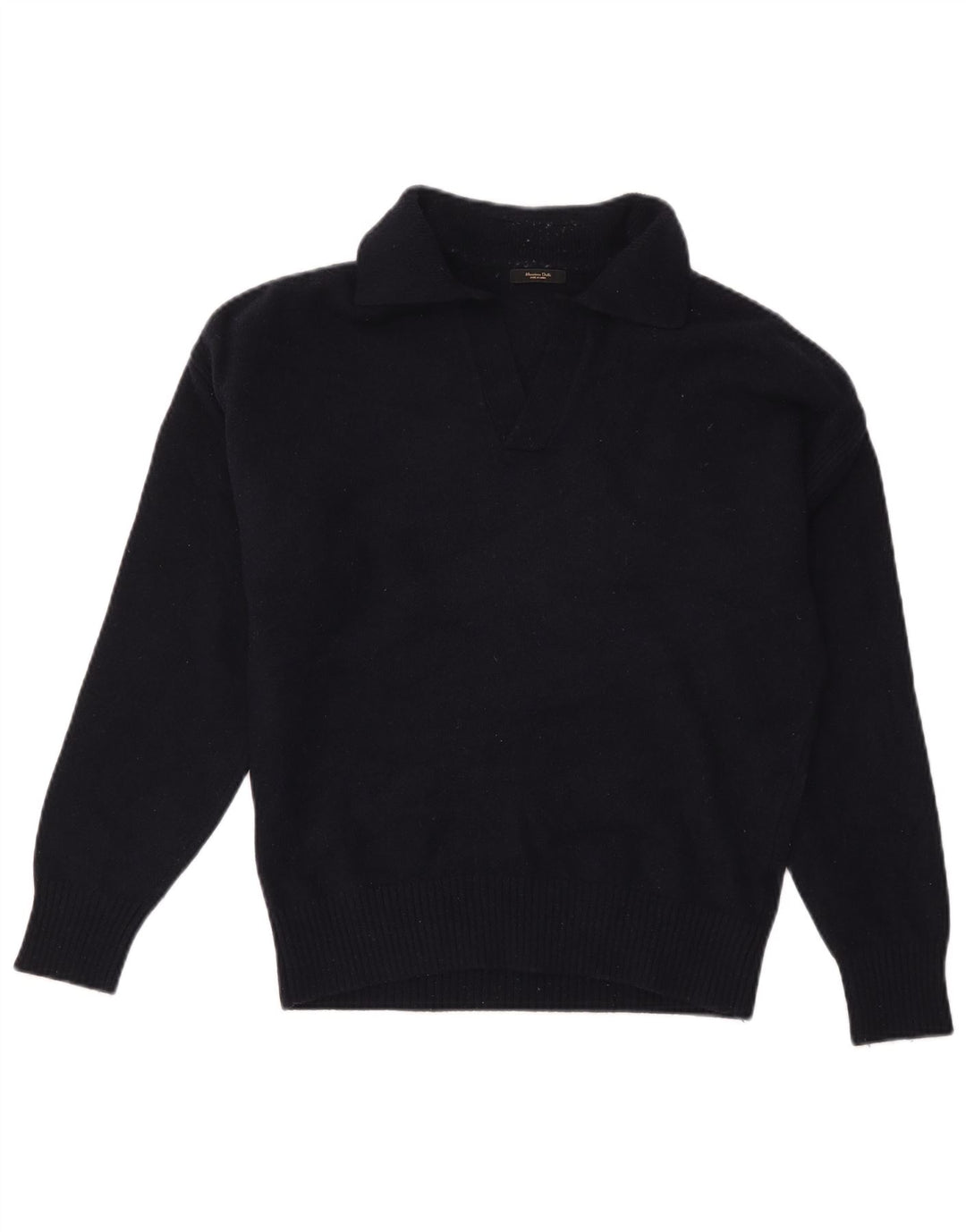 MASSIMO DUTTI Womens Polo Neck Jumper Sweater UK 14 Medium Navy Blue Wool