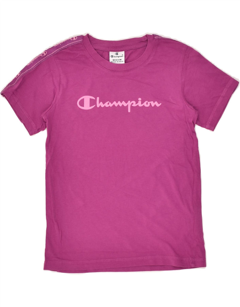 CHAMPION Girls Graphic T-Shirt Top 9-10 Years Medium Purple Cotton | Vintage Champion | Thrift | Second-Hand Champion | Used Clothing | Messina Hembry 