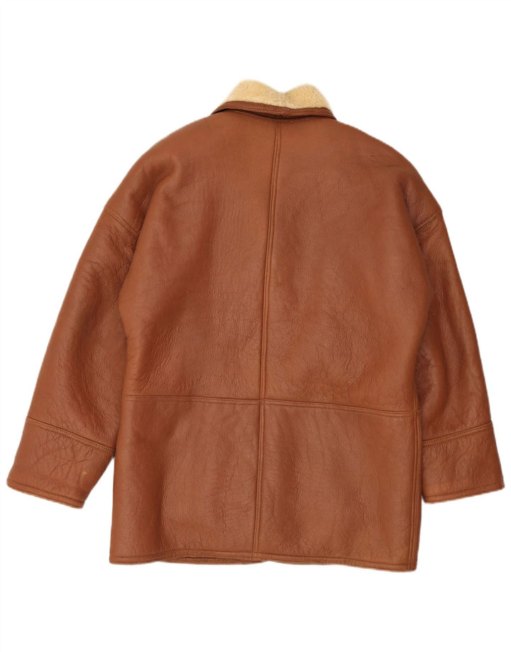 Vintage Womens Oversized Shearling Jacket UK 18 XL Brown Shearling